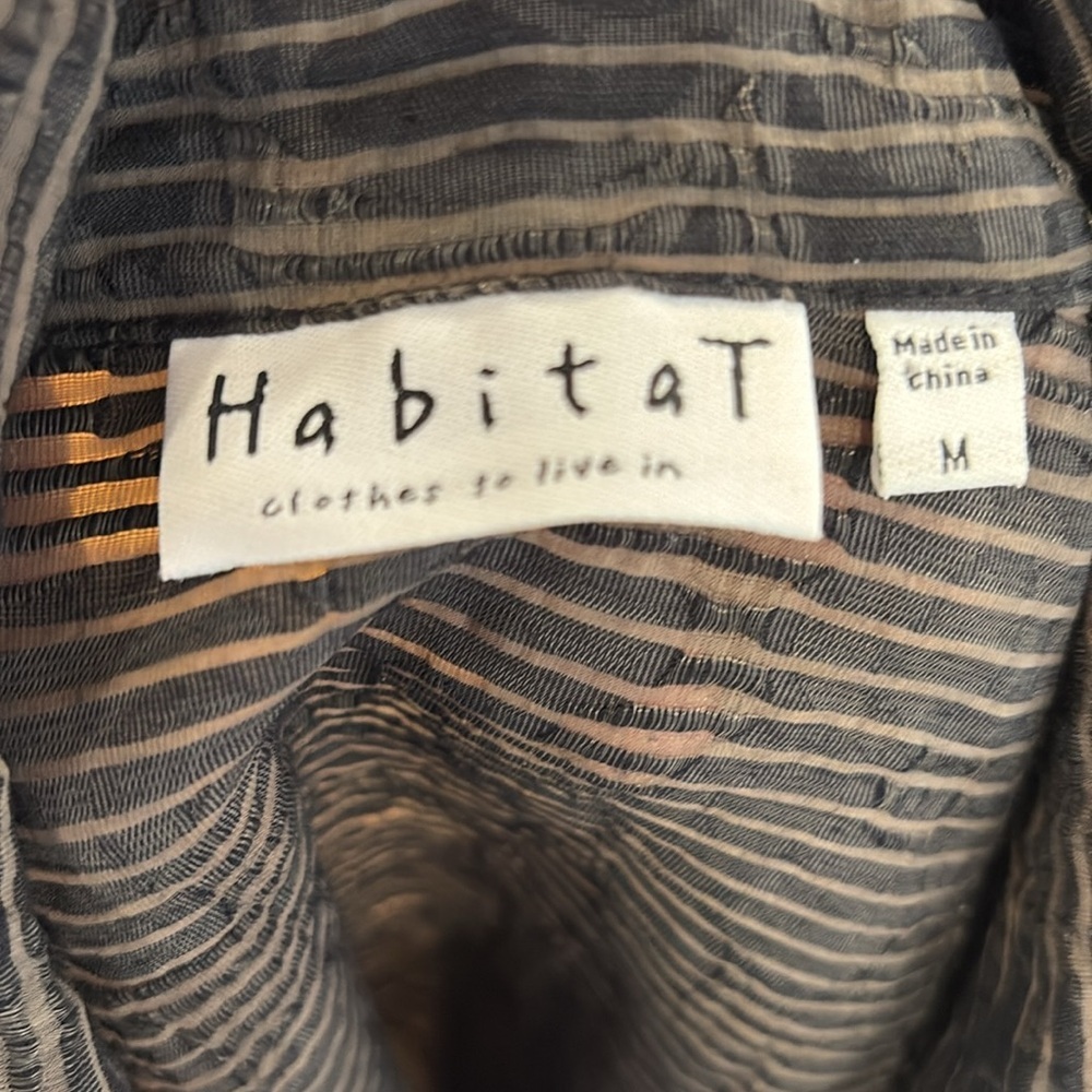 Habitat Black Striped Button Down Top. Size M - Picture 6 of 8